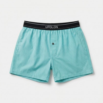 بوكسر بتصميم زر مخطط طولي للرجال لون أخضر