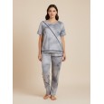 بجامة ستاتي مكونه من قطعتين بنطلون وتيشيرت قطني لون سكني