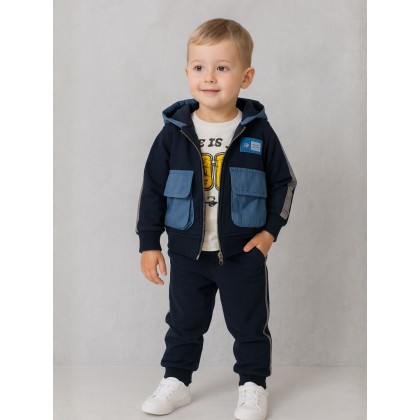 طقم مع جاكيت (3 قطع) للأطفال لون كحلي وأزرق