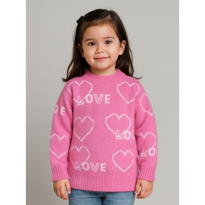 بلوزة شتوية للأطفال لون زهري