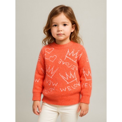 بلوزة شتوية للأطفال لون برتقالي