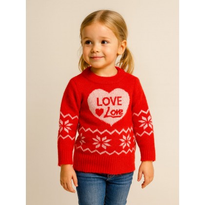 بلوزة شتوية للأطفال لون أحمر