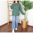 بلوزة صوف بأكمام طويلة وقبة دائرية One Size للنساء لون أخضر