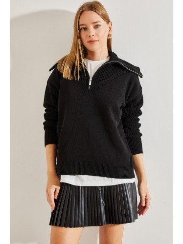 بلوزة ستاتي شتوي لون أسود SHADE