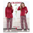 بجامة مخمل قطعتين بسحاب من CHARMY للنساء لون أحمر