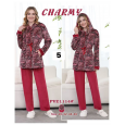 بجامة مخمل قطعتين بسحاب من CHARMY للنساء لون أحمر