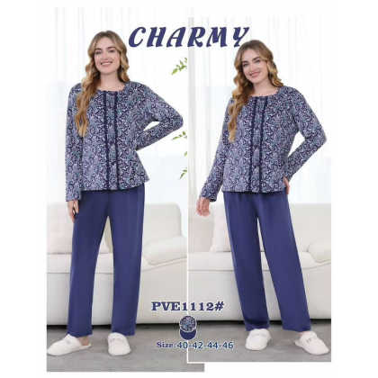 بجامة مخمل من CHARMY للنساء لون ازرق