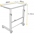 طاولة لابتوب مقاس 60 × 40 سم، حامل مكتب كمبيوتر محمول بارتفاع قابل للتعديل مع عجلة دوارة لغرفة النوم