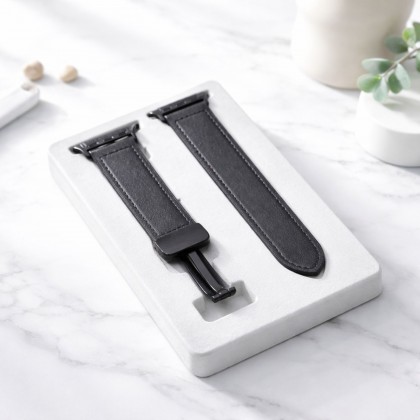 حزام جلد خاص لساعة ابل 42 مم لون اسود