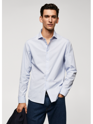 قميص رسمي رجالي من مانجو MANGO مخطط لون ازرق وابيض