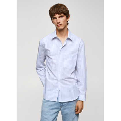 قميص رسمي رجالي من مانجو MANGO مخطط لون ابيض وازرق