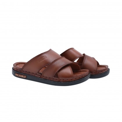 شبشب جلد فاخر من SABATO للرجال لون عسلي هافان