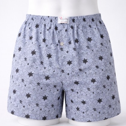 بوكسر رجال قطني بتصميم نجوم لون رمادي