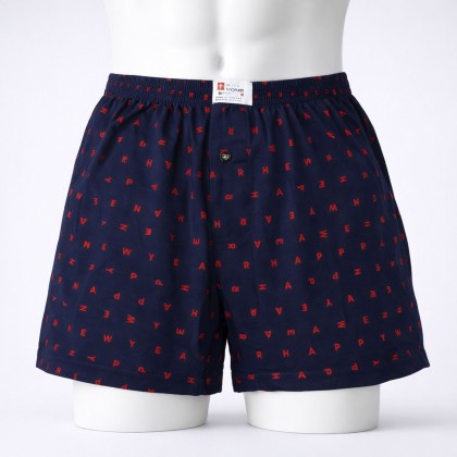 بوكسر رجال قطني بتصميم أحرف انجليزية لون كحلي