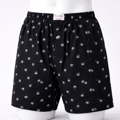 بوكسر رجال قطني بتصميم شجرة النخيل لون أسود