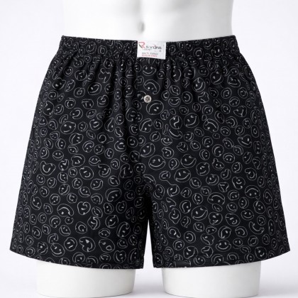 بوكسر رجال قطني بتصميم ايموجي سمايل لون أسود