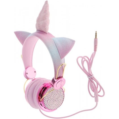 سماعات سلكية يونيكورن مع عصابة رأس قابلة للتعديل – لون زهري