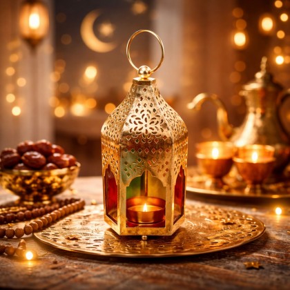 فانوس ذهبي معدن قياس 14* 7  سم 