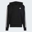 adidas Men's Essentials 3-Stripes French Terry Full-Zip Hoodie - Black