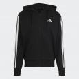adidas Men's Essentials 3-Stripes French Terry Full-Zip Hoodie - Black