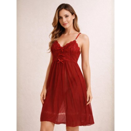  لانجري روب لون أحمر