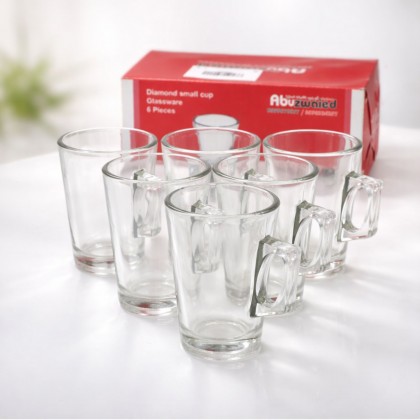 كاسات قهوة زجاج شفافة مع يد عدد 6