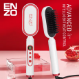 Enzo EN-4201 Portable Mini Hair Iron Fast Hair Straightening Brush Comb Wholesale Ceramic Electric Hot Beard Straightener Brush