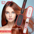 Enzo EN-4201 Portable Mini Hair Iron Fast Hair Straightening Brush Comb Wholesale Ceramic Electric Hot Beard Straightener Brush