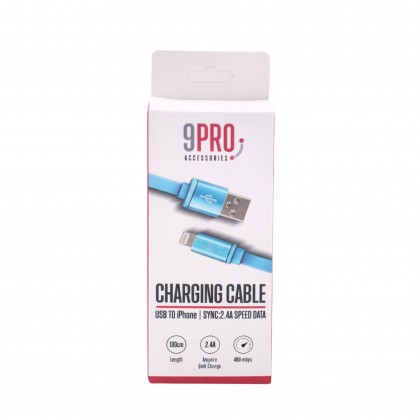 9Pro Charging Cable USB To IPhone 1M-Blue