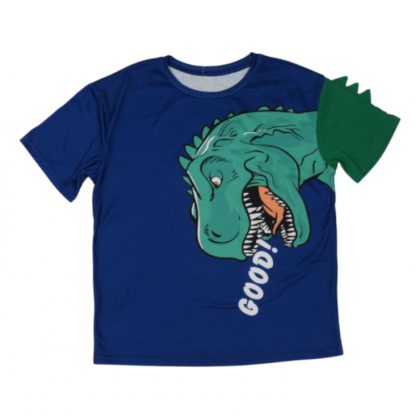 تيشيرت نص كم ولادي برسمة دنياصور لون ازرق