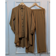 طثم ستاتي قطعتين قميص وبنطلون لون كموني