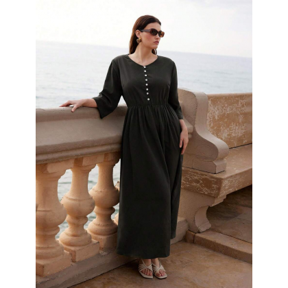 فستان نسائي بأكمام طويلة لون أسود