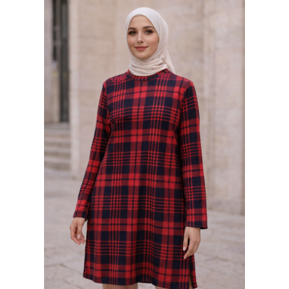 فستان بناتي لون كحلي وأحمر كروهات