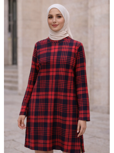 بلوزه ستاتي لون كحلي وأحمر كروهات