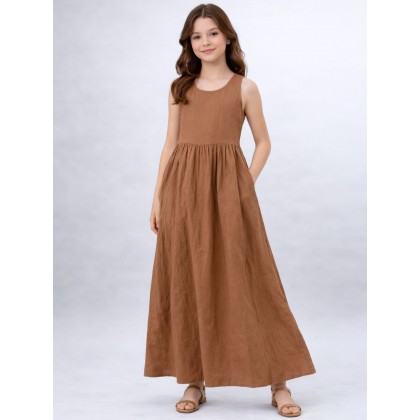 فستان حفر ستاتي لون بني