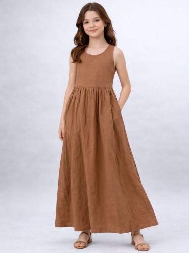 فستان حفر ستاتي لون بني