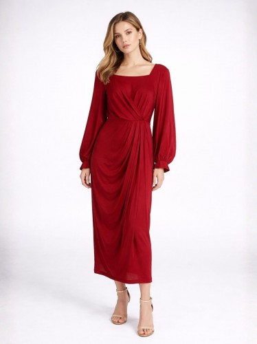 فستان نسائي لون خمري