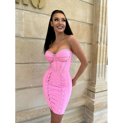 فستان ستاتي لون زهري