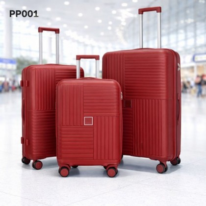 طقم شنط سفر 3 قطع بأحجام مختلفة لون احمر