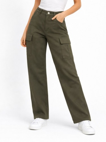 بنطلون كارجو ستاتي لون زيتي