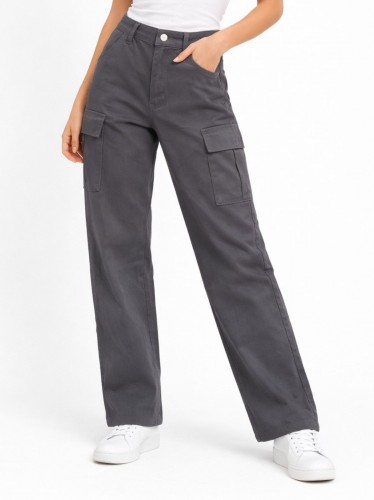 بنطلون ستاتي كارجو لون رمادي