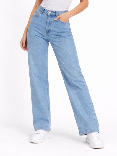 بنطلون جينز ستاتي بوي فريند لون أزرق