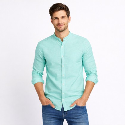 قميص قبة صينية رجالي لون بستاج اخضر فيروزي