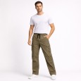 بنطلون رجالي بتصميم جيوب جانبية لون زيتي فاتح