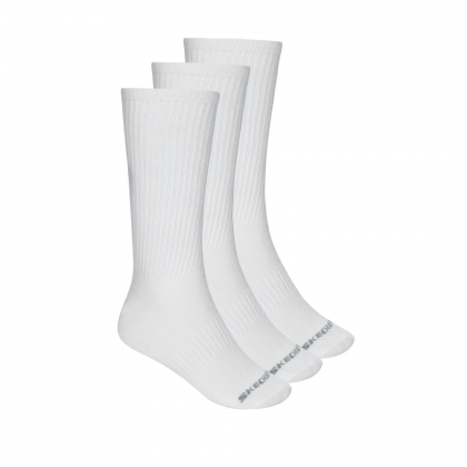 Skechers Unisex' Non Terry Crew Arch Support (3 Pair) Socks (36-41)-White