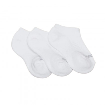 Skechers Kids' Unisex Half Terry No Show (3 Pair) Socks (31-35)-White
