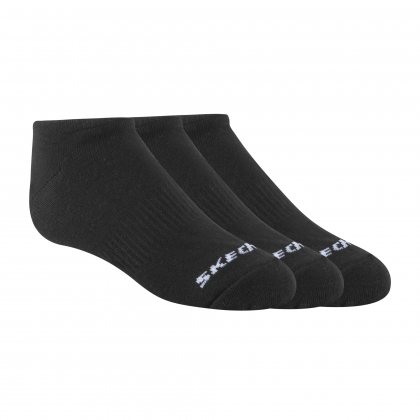 Skechers Kids' Unisex No Show (3 Pair) Socks (31-35)-Black