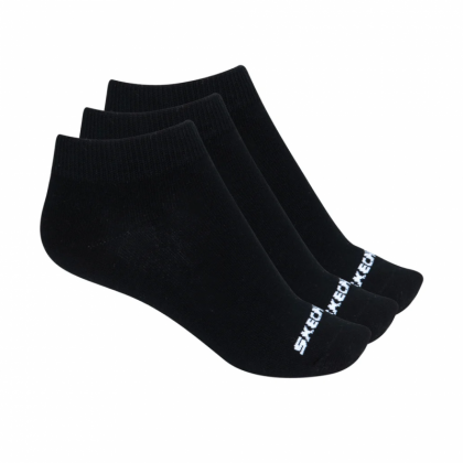 Skechers Womens' Non Terry Crew (3 Pair) Socks (36-41)-Black