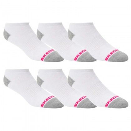 Skechers Women's NO SHOW Low-Cut Socks (6 Pairs) Socks (36-41)-White