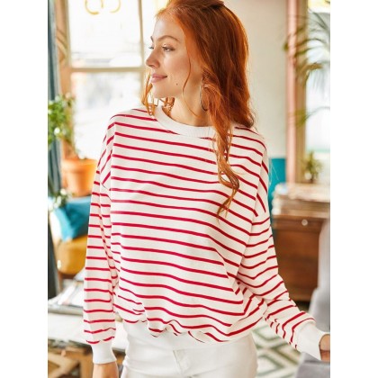 بلوز مخططة فوتر باللون الاحمر والابيض